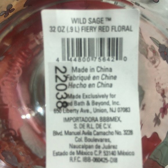 FREE if added to a $50 Bundle: 1 RED FLORAL Wild Sage 32-oz Water Bottle w/ Lid - Picture 3 of 3